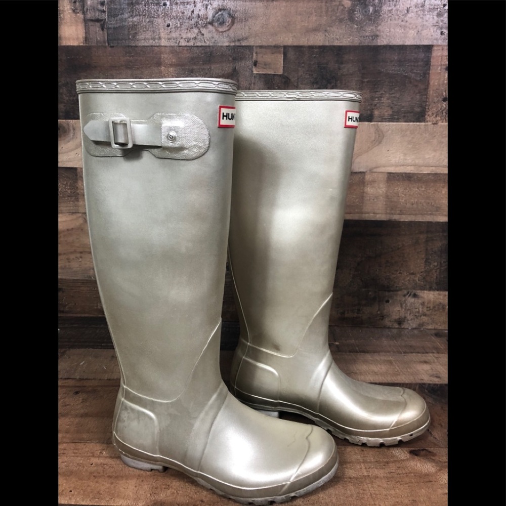 Hunter silver metallic tall boots